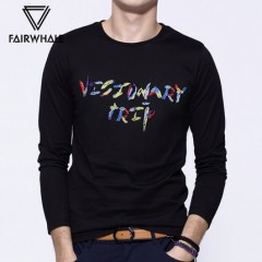 马克华菲长袖T恤男 冬季新品纯棉圆领黑白潮款印花休闲t恤   98